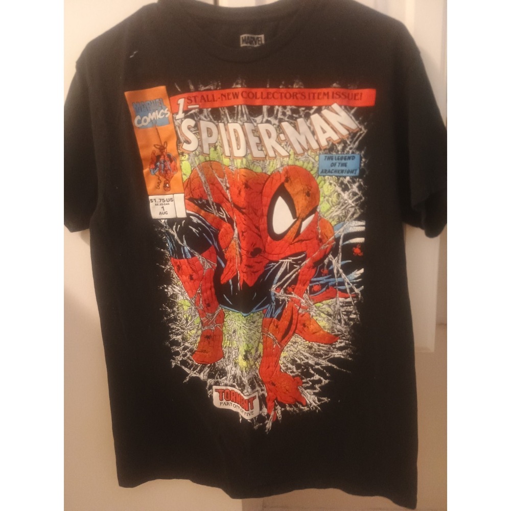 Marvel Comics Men's Medium Black Spider-Man Short Sleeve Graphic T Shirt